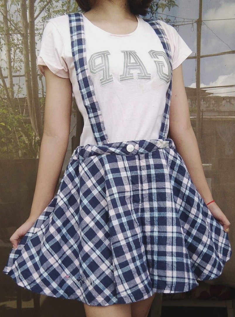 Plaid checkered sales jumper skirt
