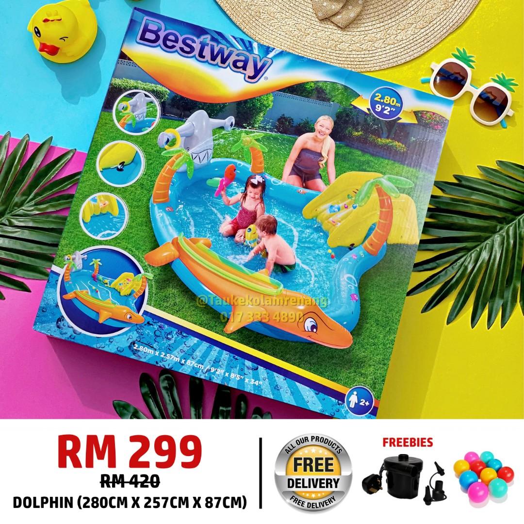 Kolam Renang Kanak Kanak Swimming Pool Original Bestway Dolphin Toys Games Other Toys On Carousell