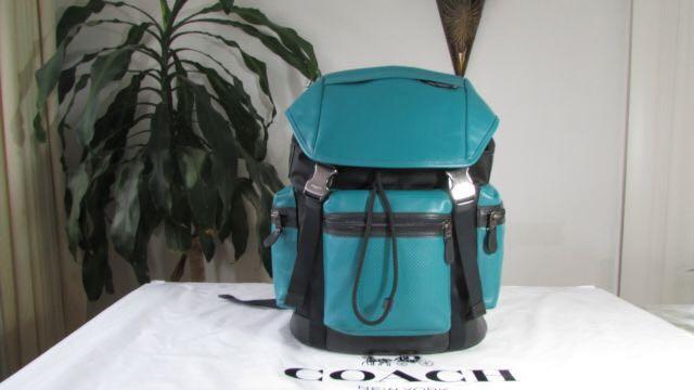 Men s Coach Green Perforated Leather Trek Pack Backpack Luxury Bags Wallets on Carousell