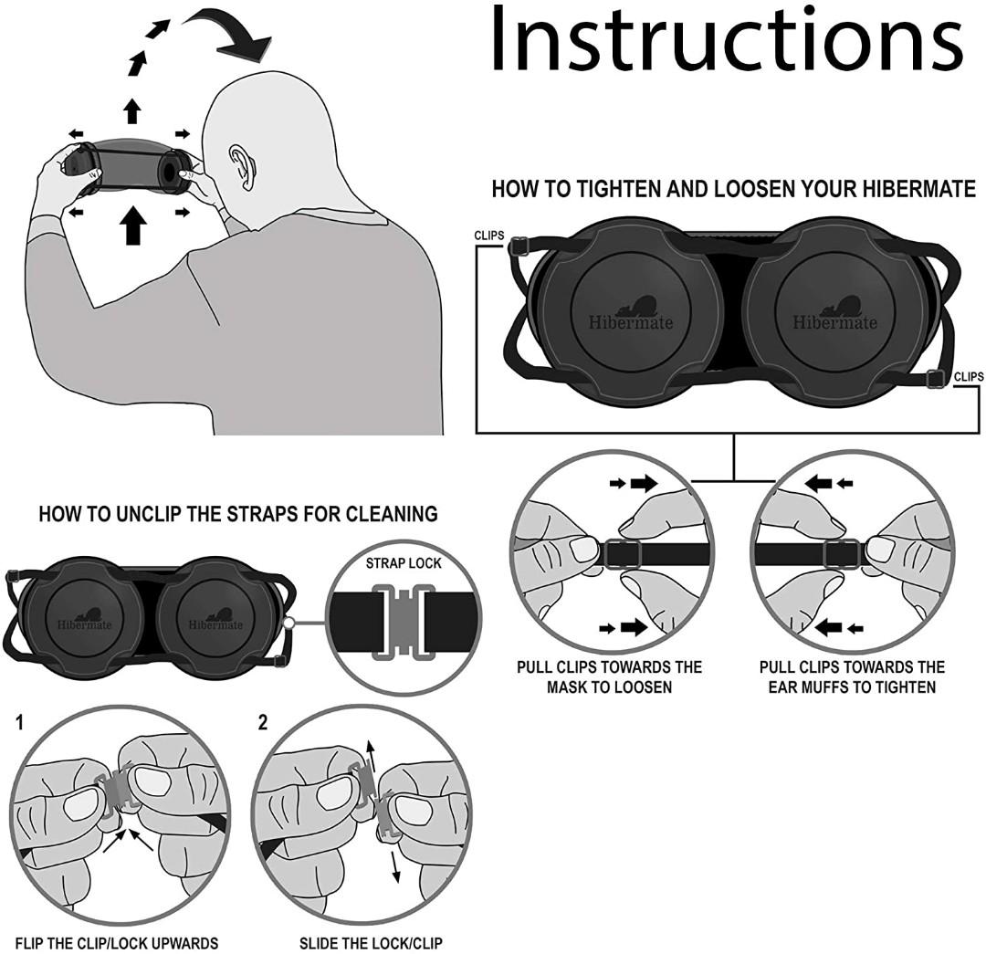 New Generation 6. Hibermate Sleep Mask with Ear Muffs for Sleeping