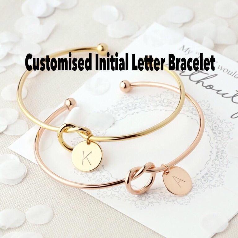 Instock Classic Customised Name Letter Monogram Heart knot