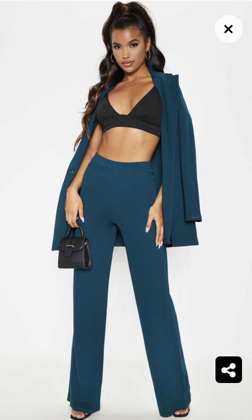 Teal wide leg trousers Clearance
