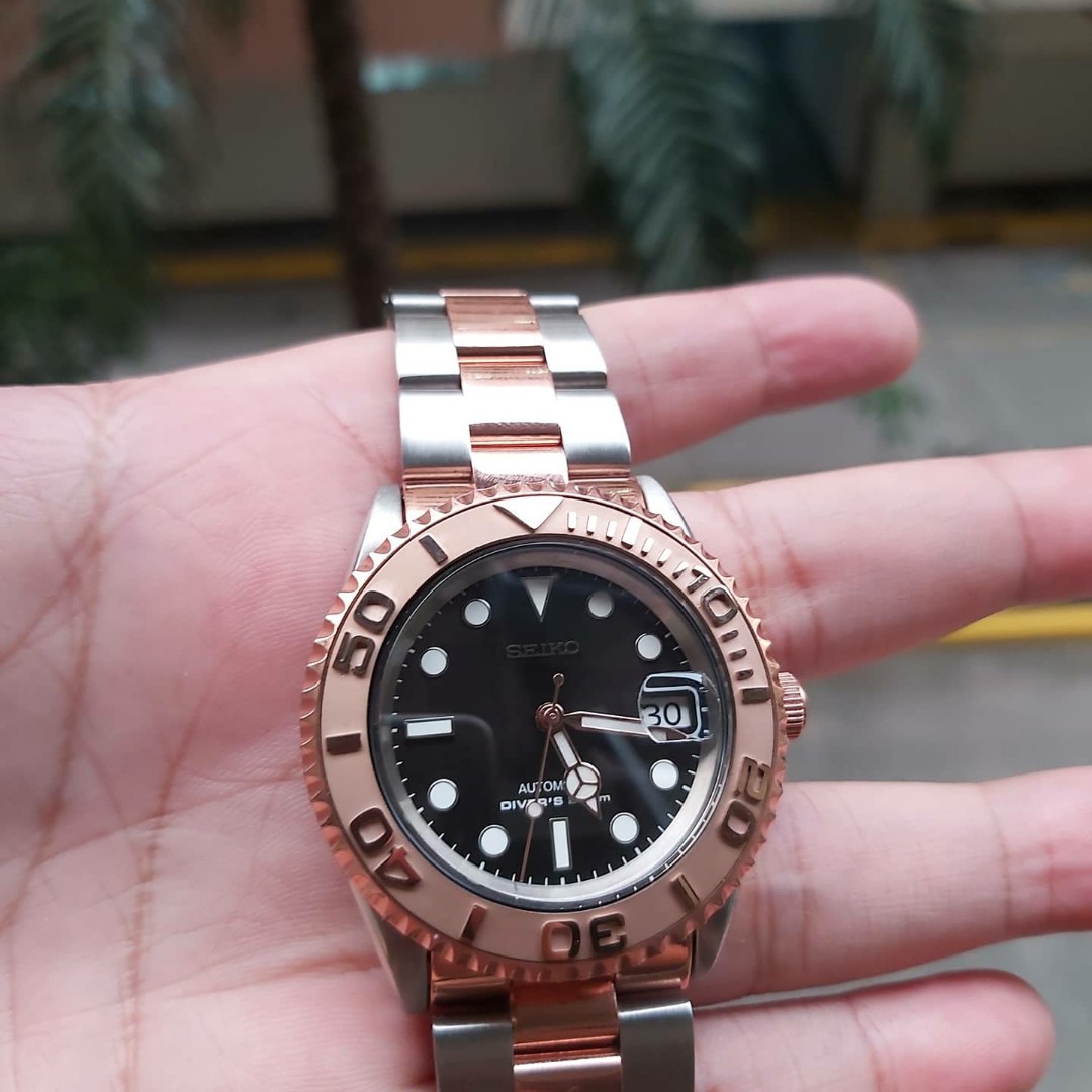 Seiko Skx031 YM two tone rosegold steel Mod, Luxury, Watches on Carousell