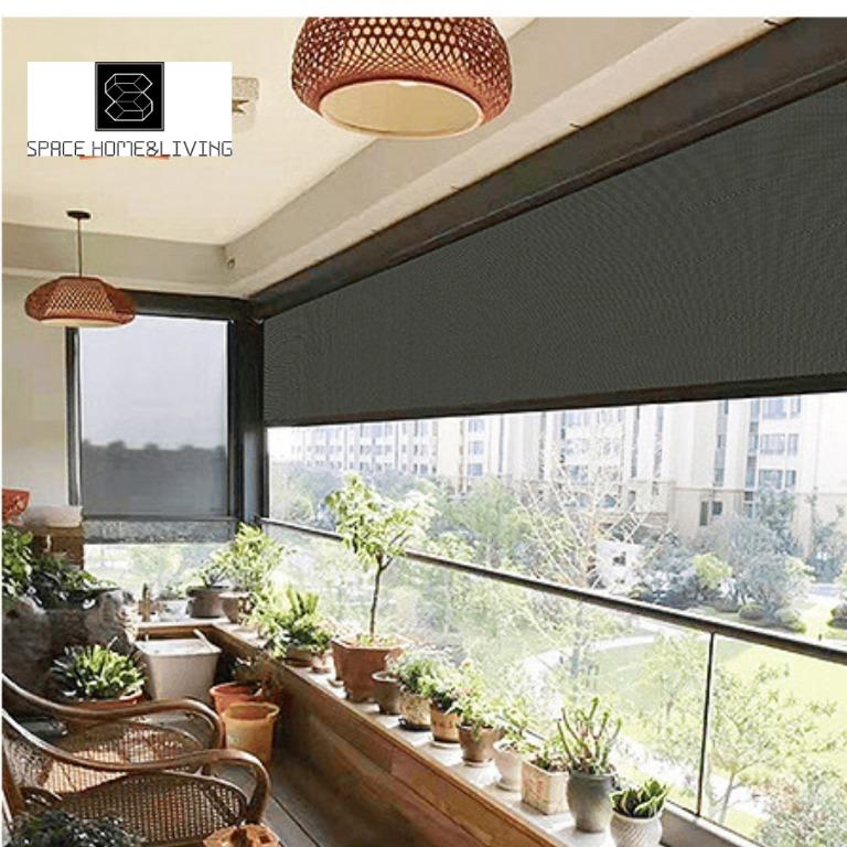 (SG Warranty) Motorised Outdoor Zip Blinds Somfy A-Ok motor Automated ...