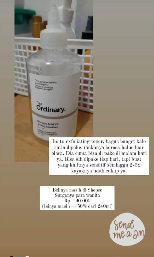 The Ordinary Exfoliating Toner, Kesehatan & Kecantikan, Kulit, Sabun & Tubuh di Carousell