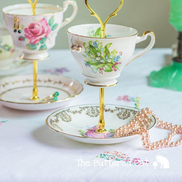 Teacup cheap jewelry holder