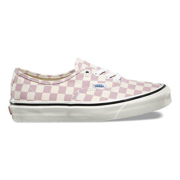 pink and white vans checkered