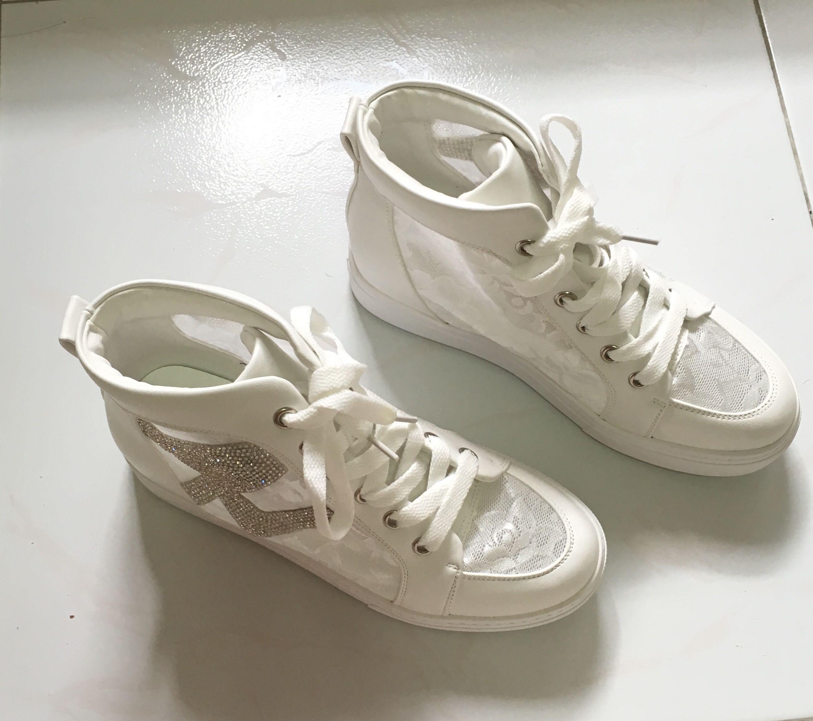 white bling sneakers