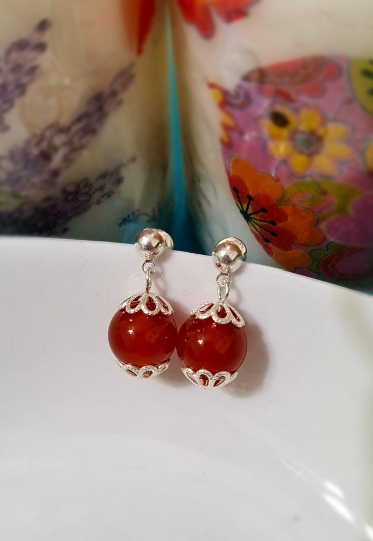 Red agate earrings 2025
