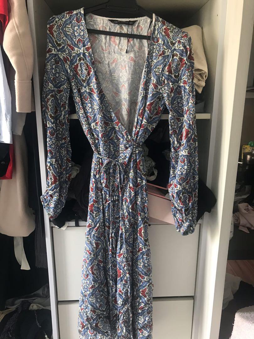 zara midi wrap dress