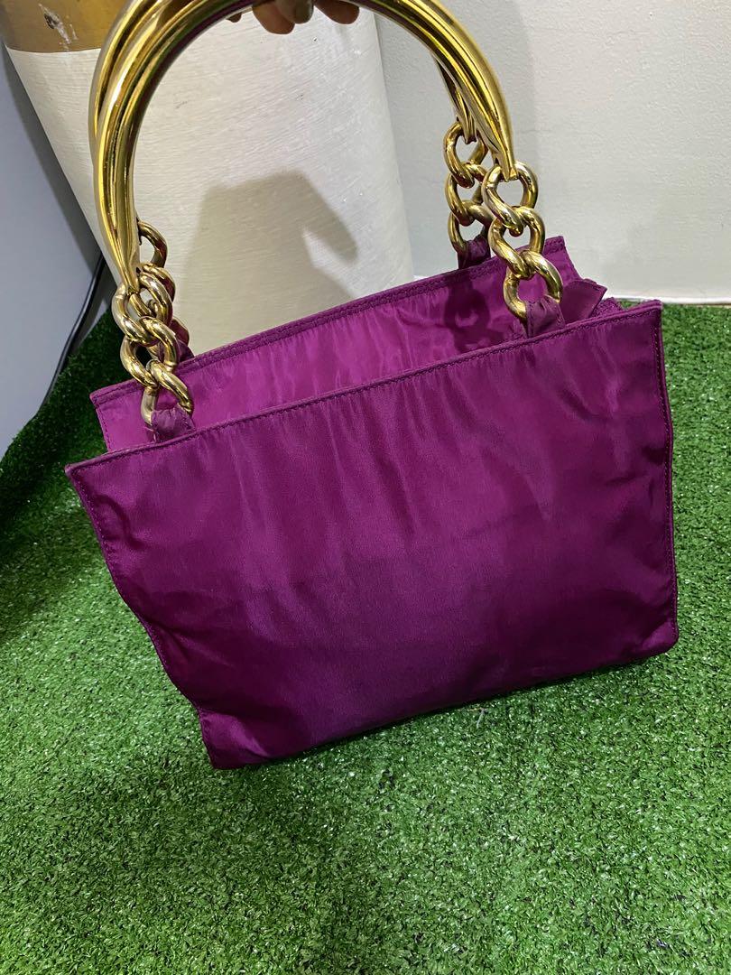 Authentic Prada Nylon in Pink with Gold Chain, Luxury, Bags & Wallets