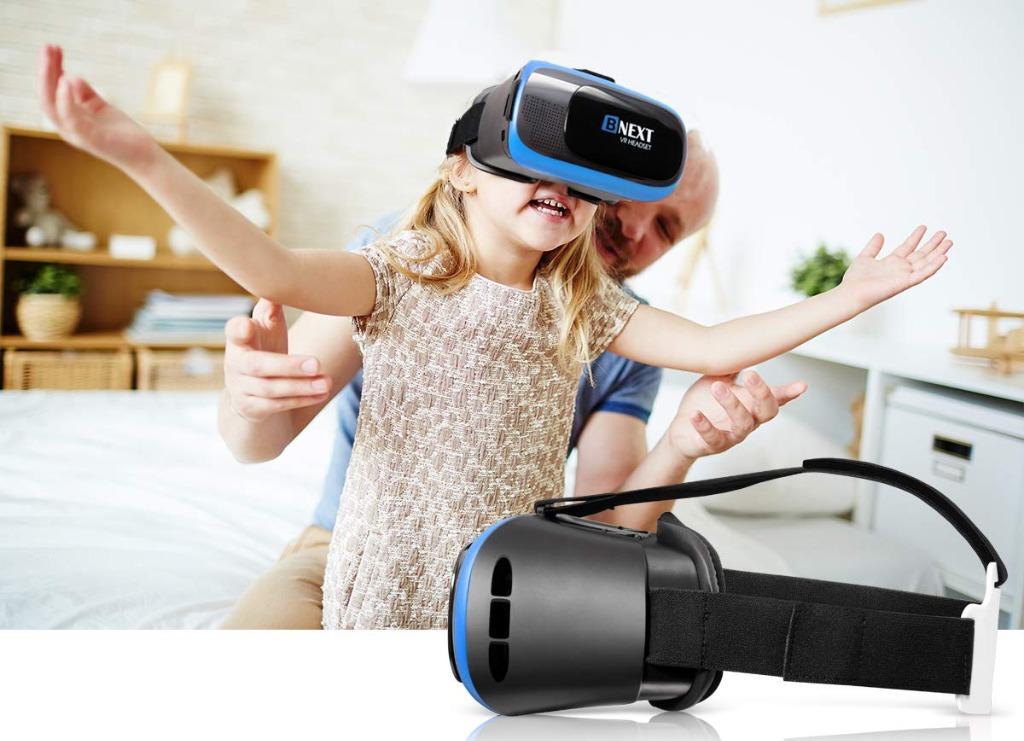 BNEXT VR Headset 3D VR Glasses | Blue | w/Eye Protection (Category: Headphones & Headsets) located in Las Pinas. Submitted by clearancefanatic (Listing ID 1033081080, Image 3). Description: NOTE: Damaged box. Unit is brand new The Bnext VR HEADSET is a truly remarkable video game system. By inserting a compatible smartphone securely into the front face piece, you can play games in a total 360-degree world where the only limit is your imagination.