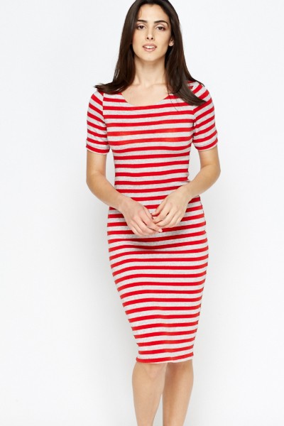 Red and shop white bodycon dress