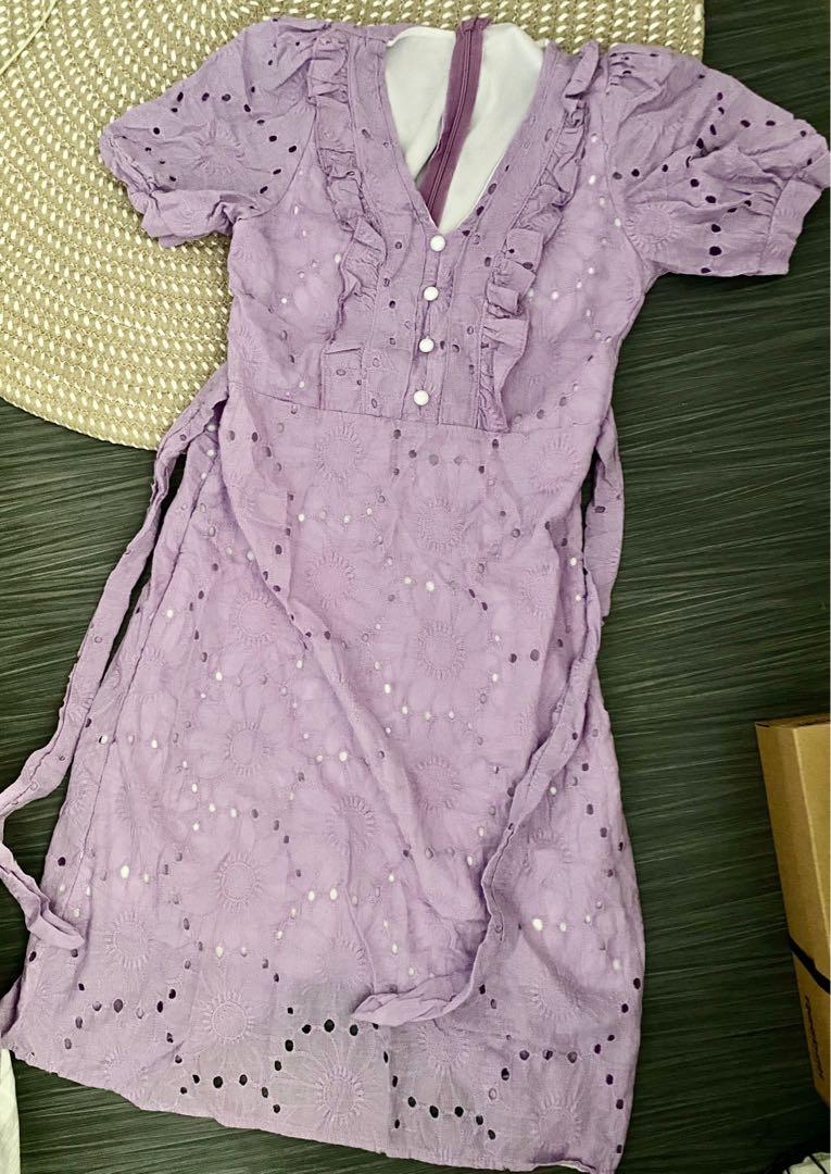 Purple eyelet dress hot sale