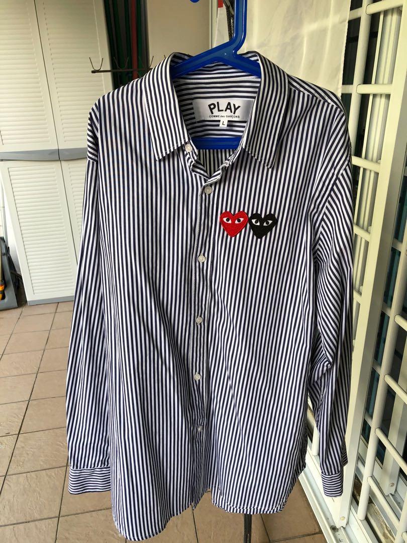 cdg striped button up