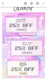 Colourpop 25% sale