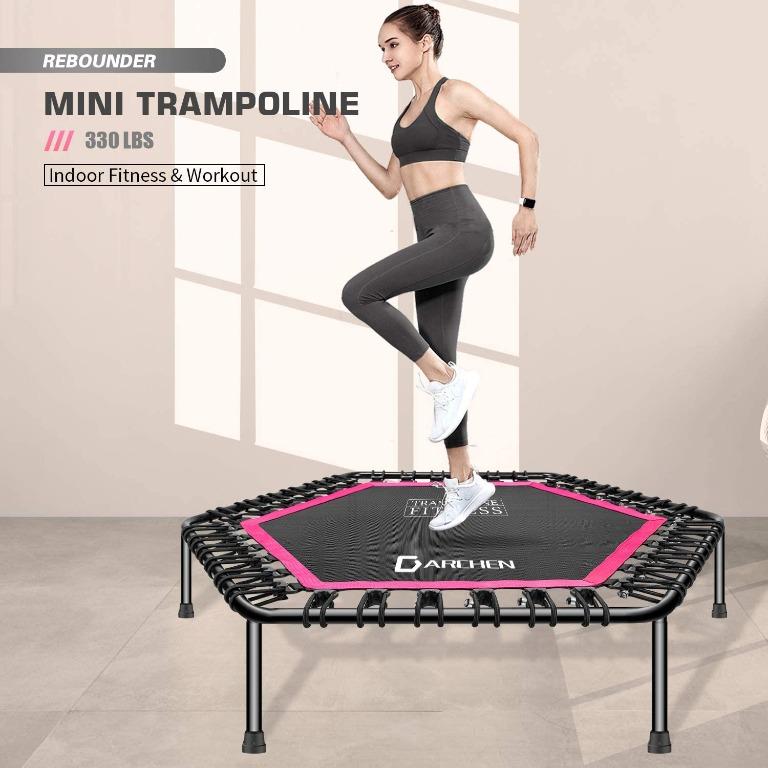 Darchen 450 lbs Mini Trampoline for Adults, Indoor Small Rebounder Exercise  Trampoline for Workout Fitness for Quiet and Safely Cushioned Bounce, [40