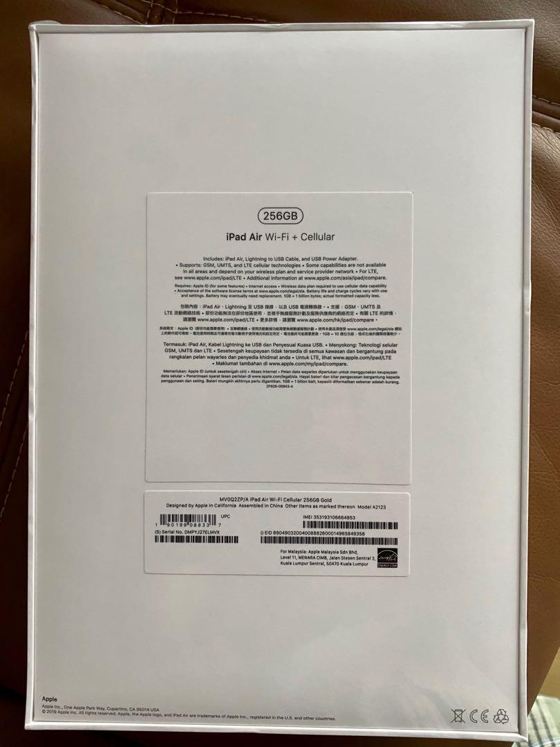 Ipad Air Wi Fi Cellular 256gb Gold Unopened Mobile Phones Tablets Tablets On Carousell