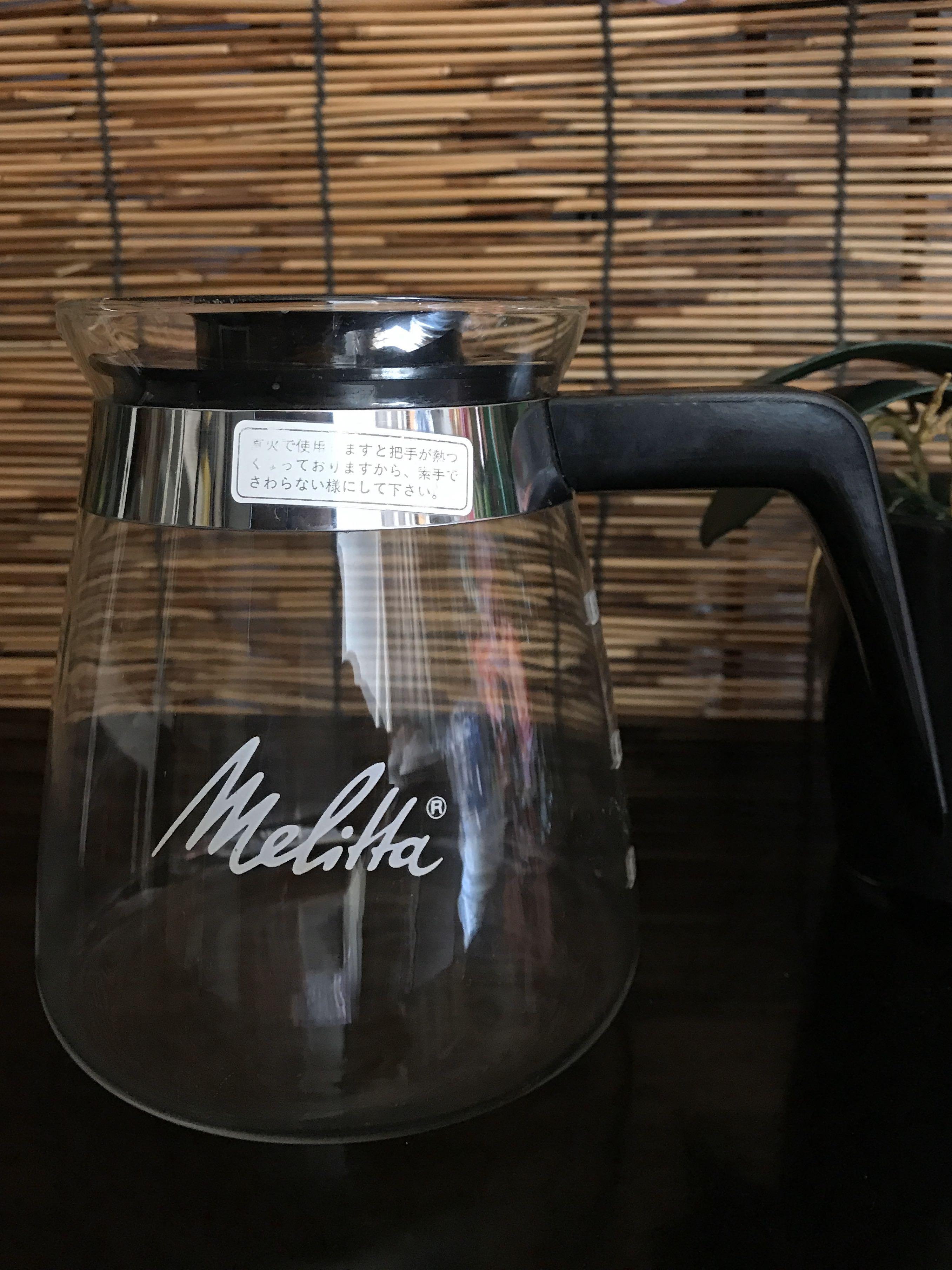 Japan MELITTA Coffee Glass jar (Category: Coffee Machines & Makers) located in Quezon City. Submitted by whatsinmyclosett (Listing ID 1033041099, Image 2). Description: MELITTA coffee glass ☑️made in japan ☑️good condition ☑️BRANDED ☑️with japanese stickers ☑️good for 6cups of coffee ☑️No Return No Exchange ☑️looks new pa ☑️manage your expectations this is second hand item i sell low legit japan coffee glass marami nag hahanap ng mga glass galing
