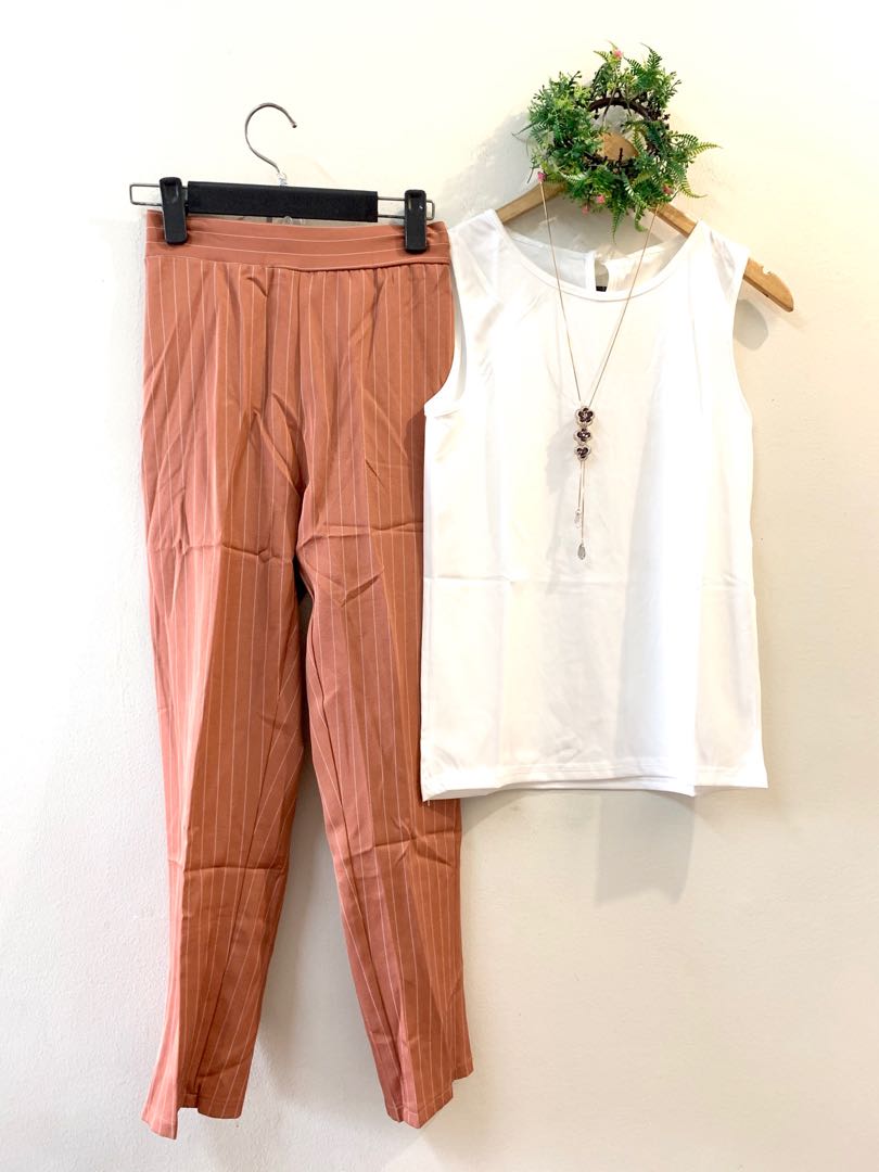 Korean terno pants and blouse rust 