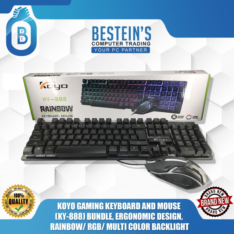 Koyo Gaming Keyboard And Mouse Ky 888 Bundle Ergonomic Design Rainbow Rgb Multi Color Backlight Electronics Computer Parts Accessories On Carousell