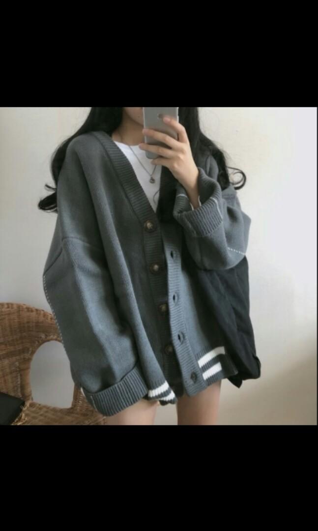 long grey sweater coat