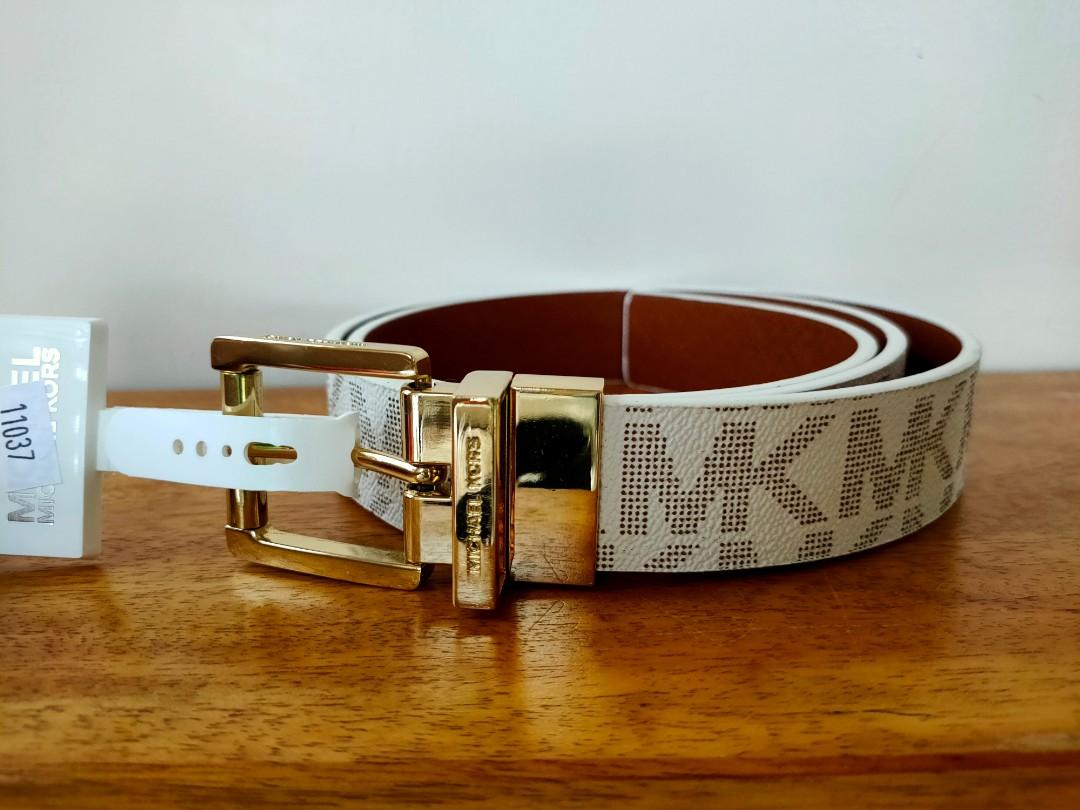 Michael Kors Signature Monogram Twist MK Logo Reversible Belt