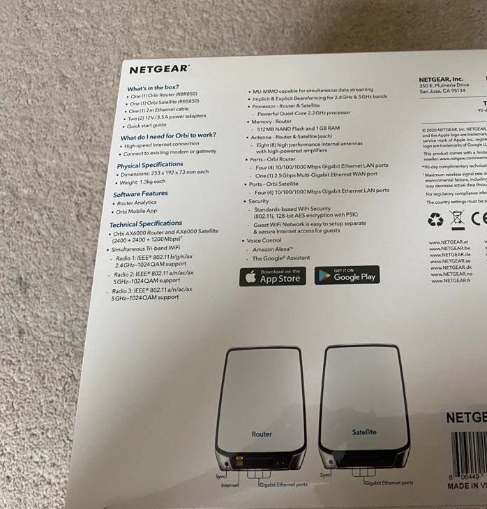 NETGEAR ORBI RBK852 WiFi 6 Mesh WiFi System (AX6000) - Tri-Band Gigabit ...