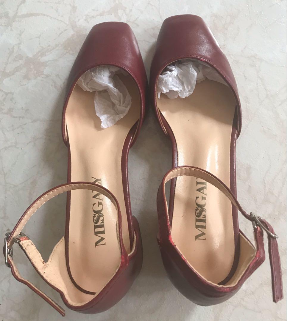burgundy 2 inch heels