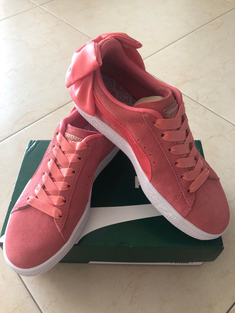 Puma suede bow shell pink deals