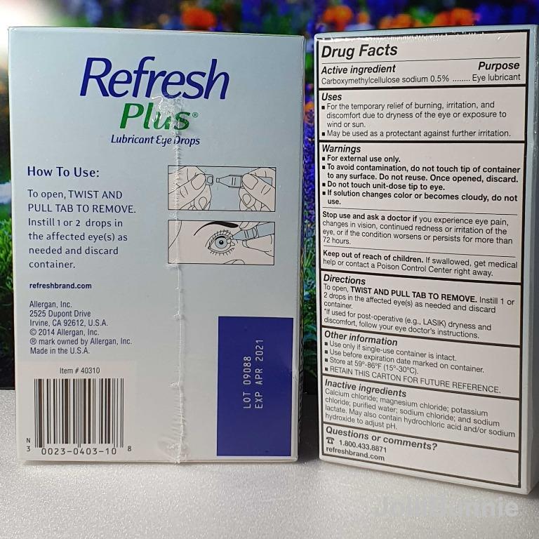 Refresh Plus (100 Vials) Lubricant Eye Drops (Expiry date Apr 2021