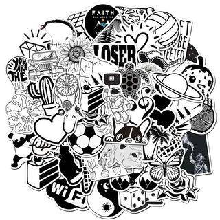 Stickers 50pc Noir Aesthetics Black White Vsco Girls Boys Outdoors Aesthetics Quotes Animals Cute Assorted Styles Design Craft Art Prints On Carousell
