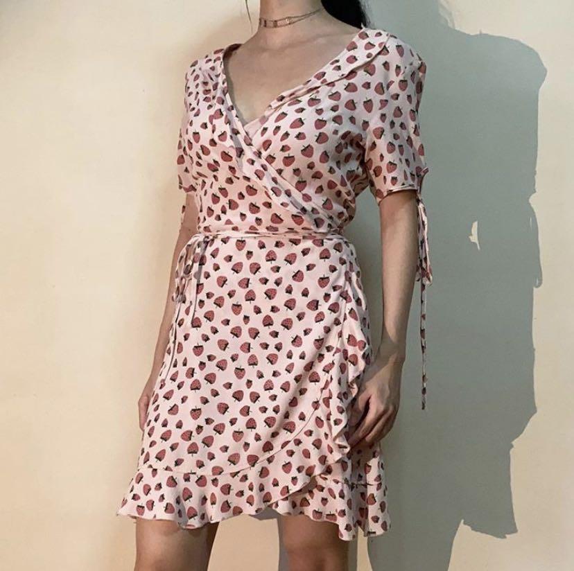 strawberry wrap dress
