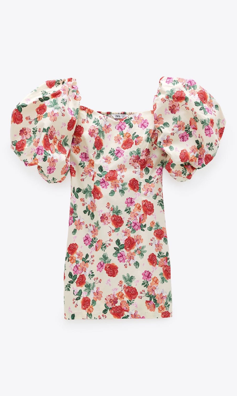 zara puff sleeve floral dress