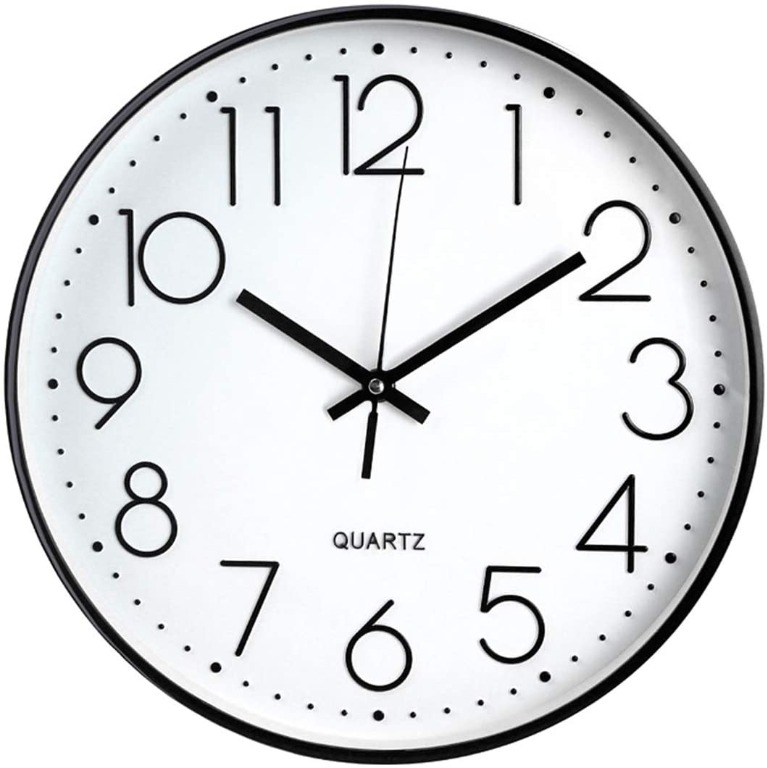Tebery 12-inch Silent Non-Ticking Round Wall Clocks Decorative Roman Numeral Clo 