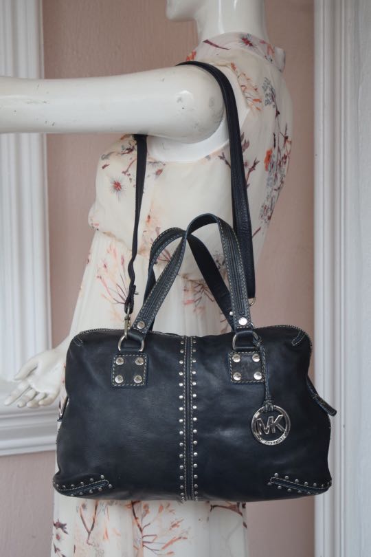 Michael Kors Vintage Small Black Leather Purse Handbag Bag  Inox Wind