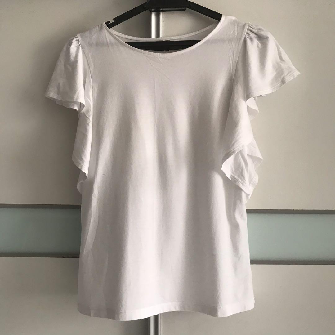 White flowy clearance top short sleeve