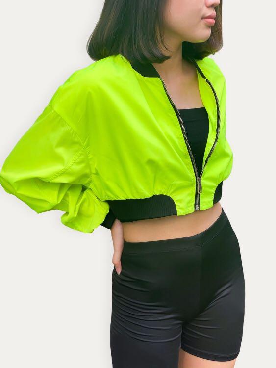 zara neon cropped jacket