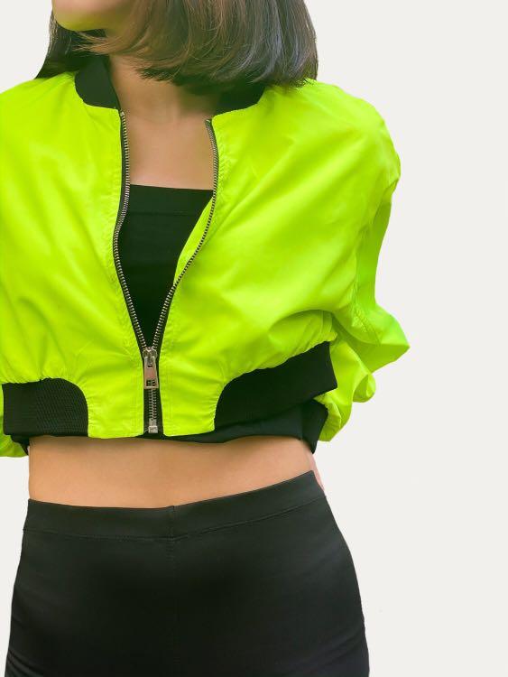 ZARA neon green crop jacket
