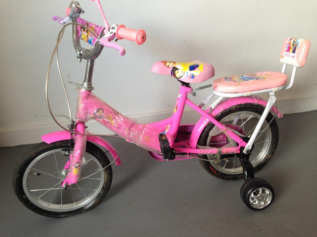 14 Children Princess Pink Bicycle Bike Kid Baby Toddler Girls 14 inch wheel Snow White Sleeping Beauty Disney Toy Gift Home Present rear seat cheap Sports Equipment Bicycles Parts Bicycles on
