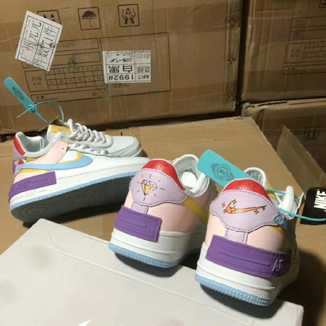authentic nike air force 1 shadow diamond baby pastel multicolour ulzzang harajuku korean tumblr basic streetwear sneakers shoes