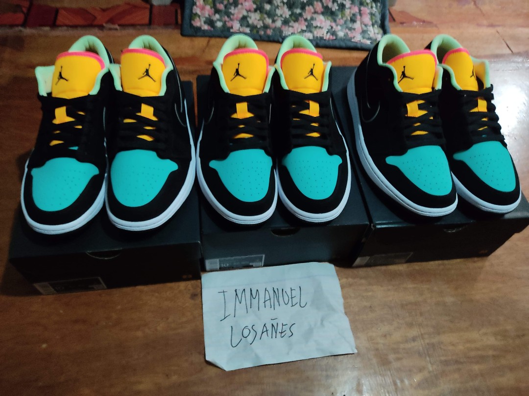 air jordan 1 low black aurora green