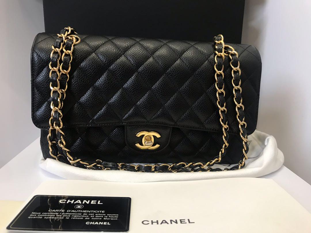 Chanel Medium Classic Flap CF in Black Caviar SHW  Brands Lover