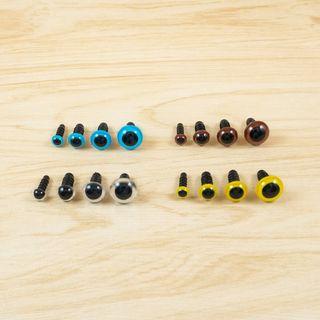 Colour Safety Eyes - sizes 6mm to 12mm - - in 5 pairs, 10 pairs, 25 pairs and 50 pairs pack