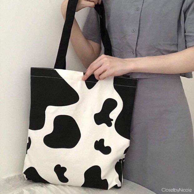 Cow print tote bag, Women's Fashion 