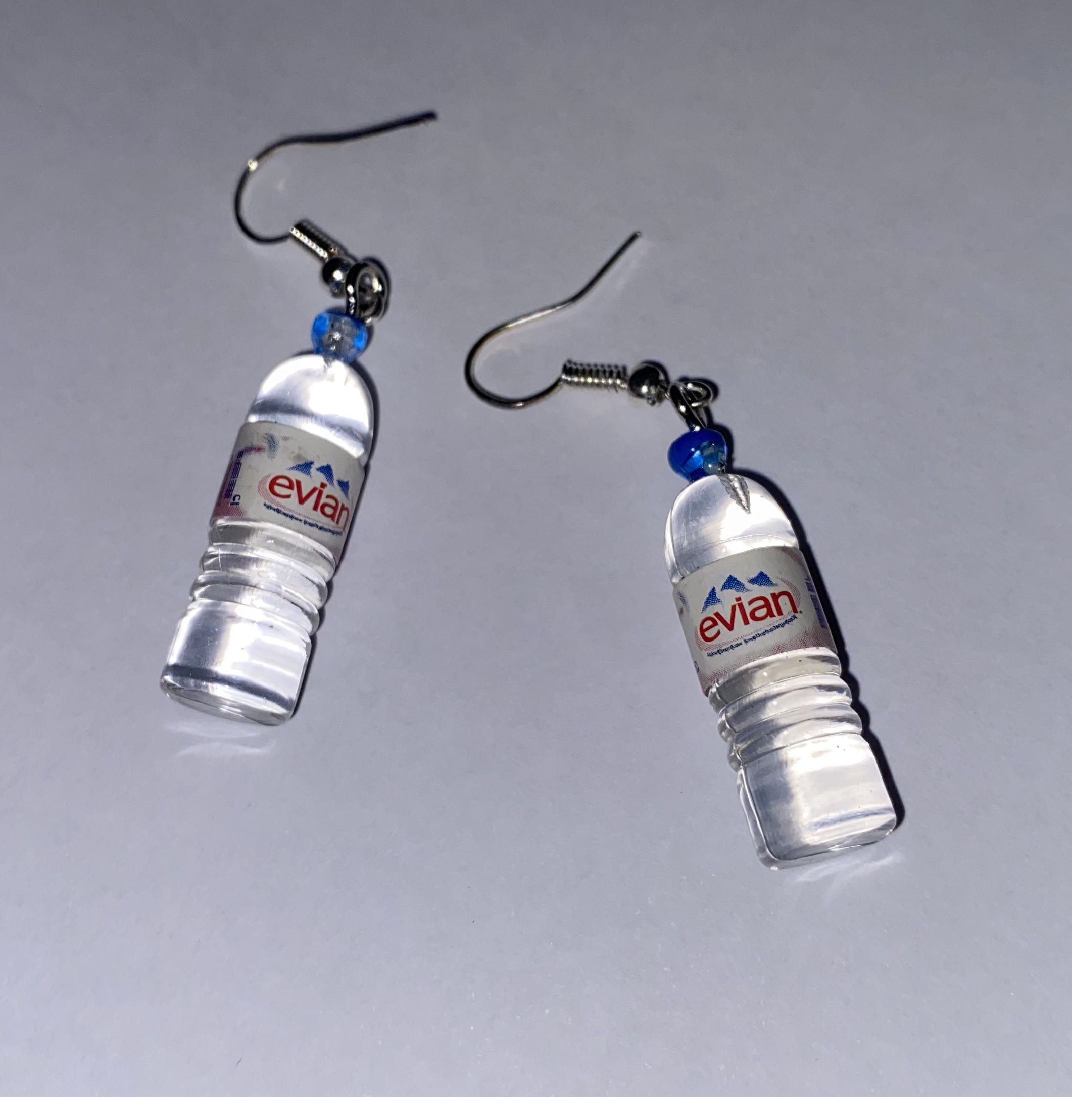 Evian water earrings shop