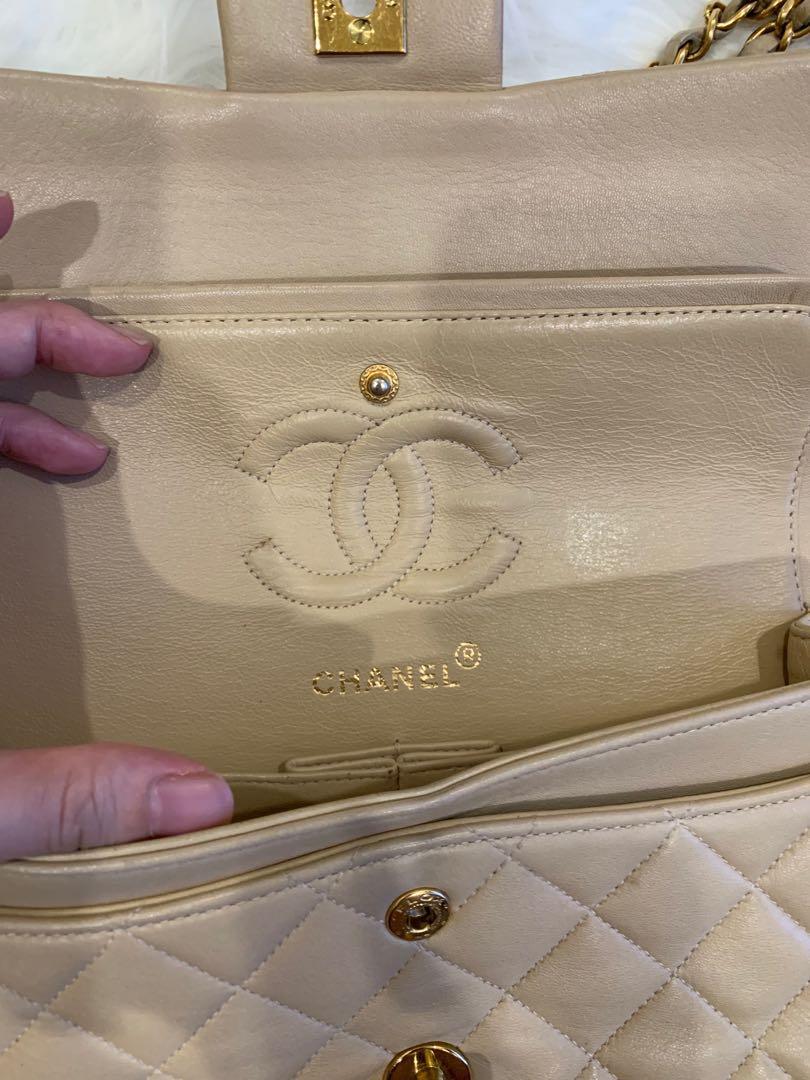 FULL SET Chanel Classic Flap Small 23cm Beige Lambskin 24K Gold ...