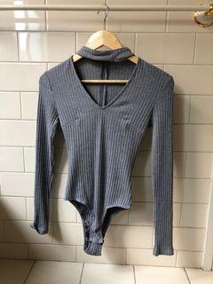 Grey long sleeve bodysuit