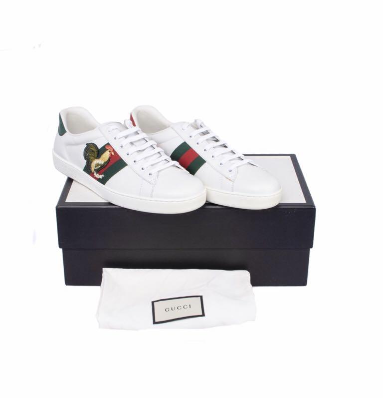 GUCCI Chinese New Year Ace Low-Top Sneaker with Web Bands and Rooster Embroidery, Men's Fashion, Footwear, on Carousell