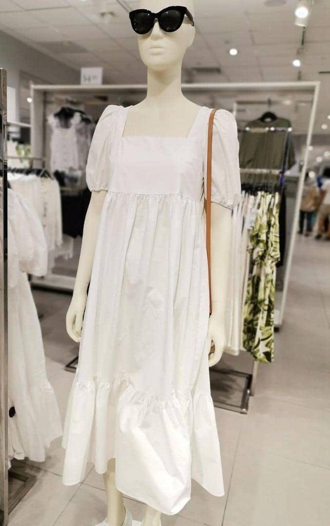 h&m long white dress